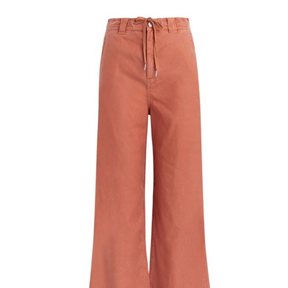 Hudson Drawstring Wide Leg Cropped Pants – Rust, Size 30 - Picture 2 of 7